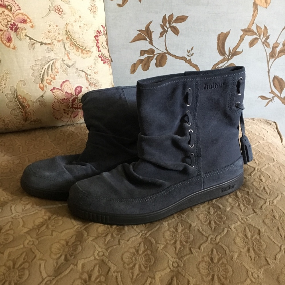 Blue suede boots